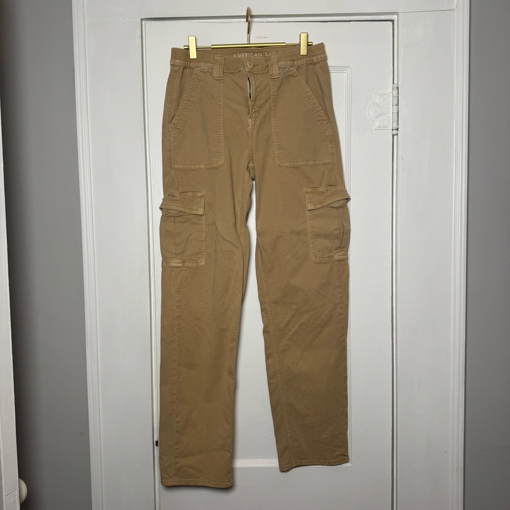 American Eagle Stretch Cargo Straight Pant Khaki 8 Long - Picture 4 of 15